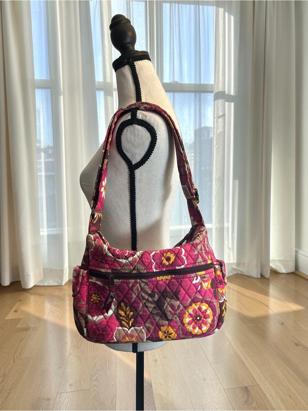 Vera Bradley Pink Floral Quilted Crossbody Shoulder Bag Multicolor Pattern - Picture 2 of 11